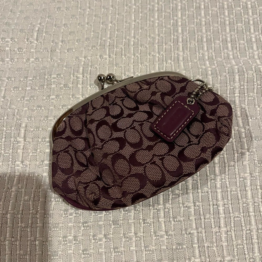 Coach Signature Pattern Cosmetic Bag in Purple